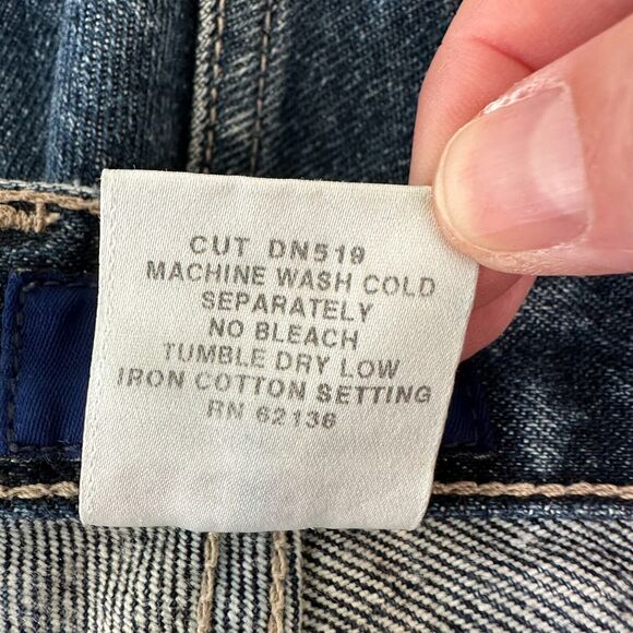 Guess Dark Blue Wash Distressed Slim Leg Raw Hem Denim Jeans 28 - Picture 11 of 16